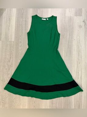 NY&Co. Green & Black Color-block Sleeveless Fit & Flare Cotton Dress. Size XS.